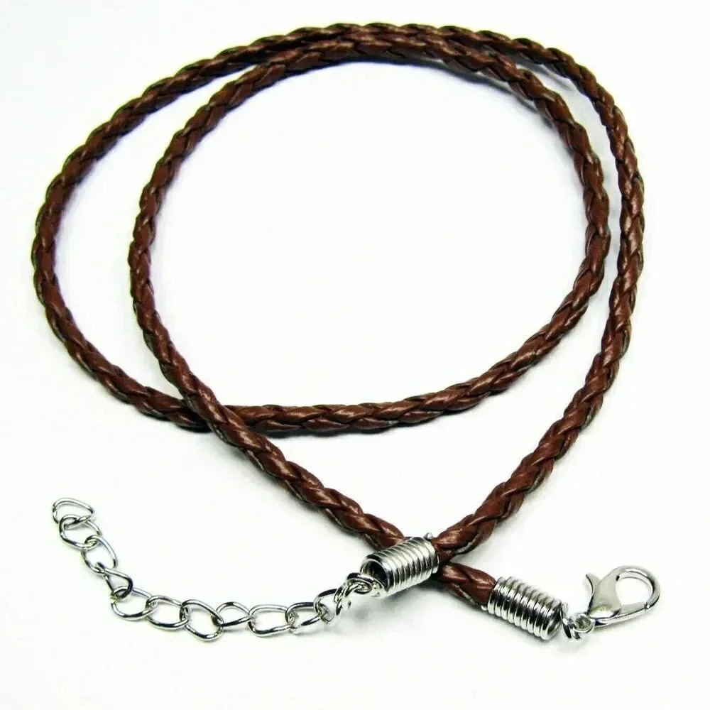 16" Brown Faux Leather Woven Bola Braided Necklace Cord
